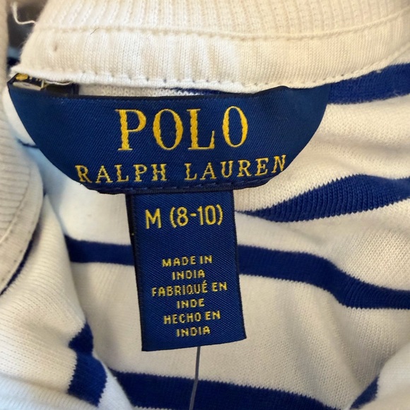Polo Ralph Lauren Zip Up Striped Terry Cloth Sweatshirt M 8-10 NWT - Picture 5 of 8